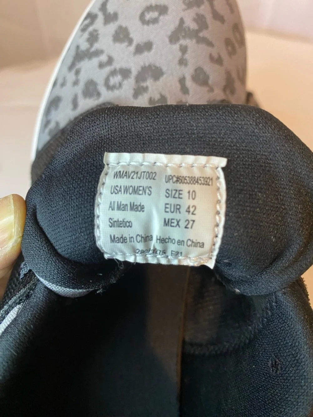 Women’s Avia Gray and Black Leopard Print Sneakers Size 10